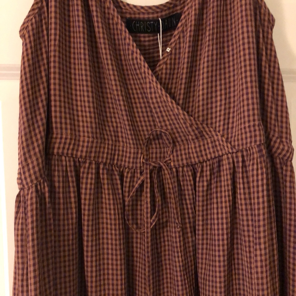 Christy Dawn Lincoln Dress in Eggplant Gingham XL